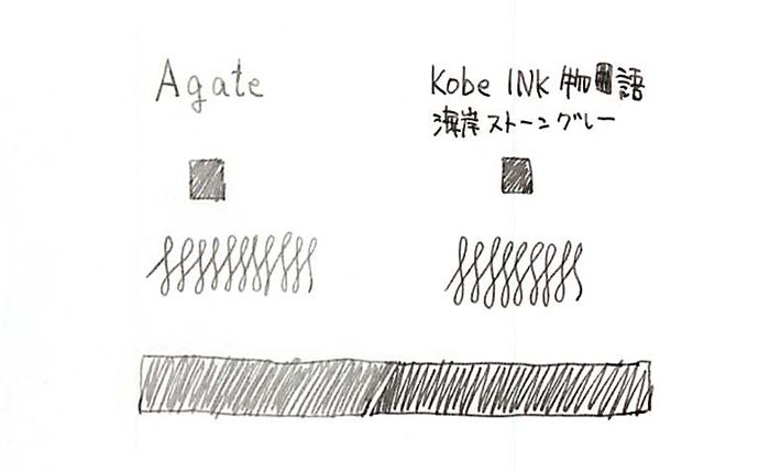 lamyクリスタルインク_agate_神戸インク「海岸ストーングレー」との比較